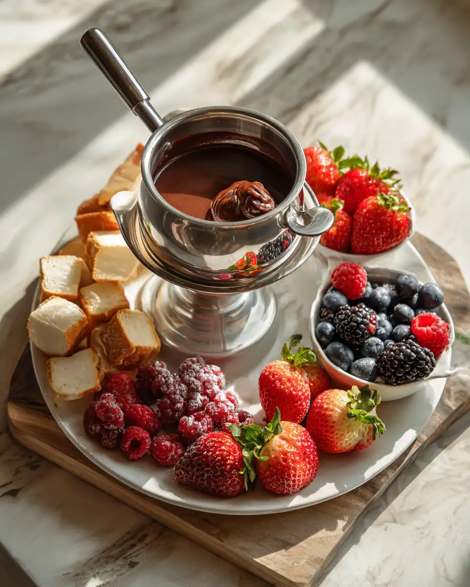 Final dish - Fondue for Two Chocolate and Berries Delight