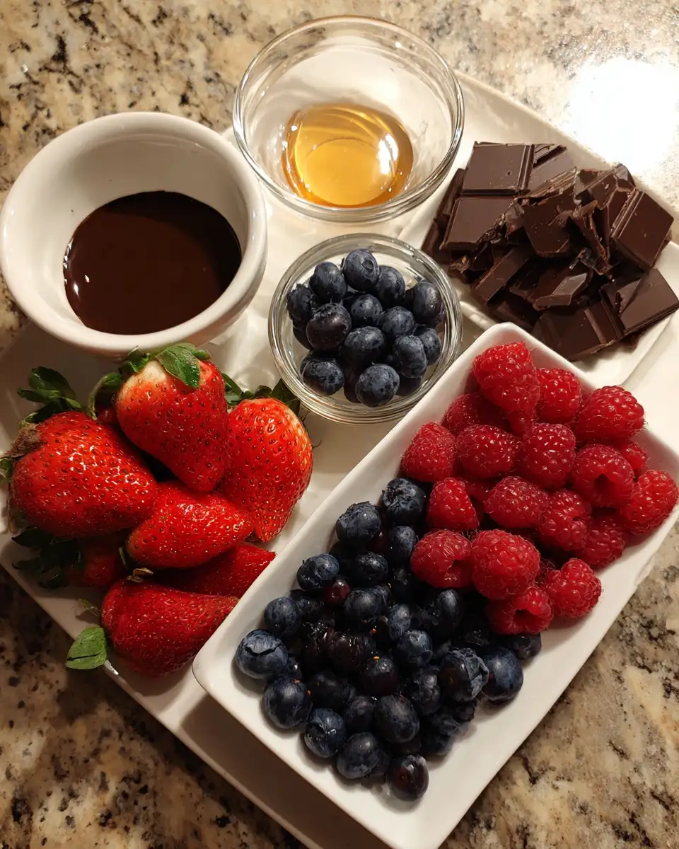 Ingredients for Fondue for Two Chocolate and Berries Delight