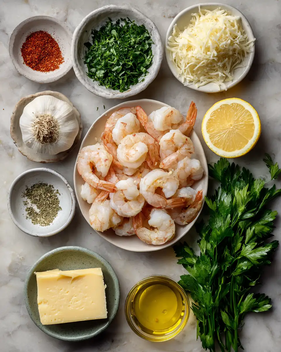 Ingredients for Irresistible Garlic Parmesan Shrimp Bake Recipe You Need to Try