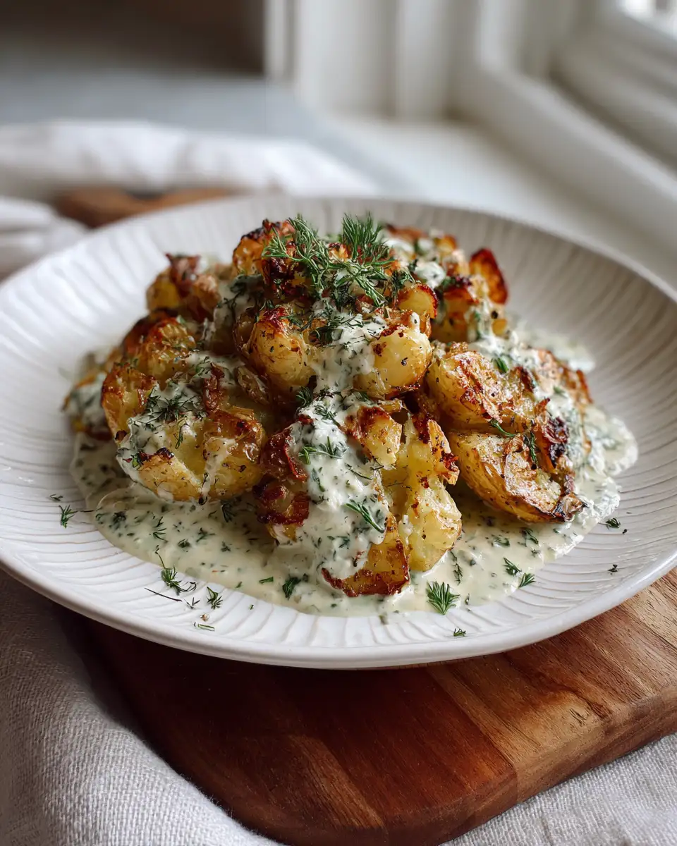 Gourmet Smashed Potatoes with Creamy Herb Sauce That Will Wow Your Taste Buds - Featured Image