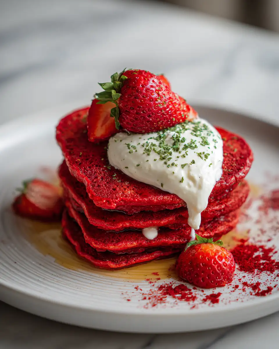 Irresistible Heart-Shaped Red Velvet Pancakes to Sweeten Your Morning 4 Final dish - Irresistible Heart-Shaped Red Velvet Pancakes to Sweeten Your Morning