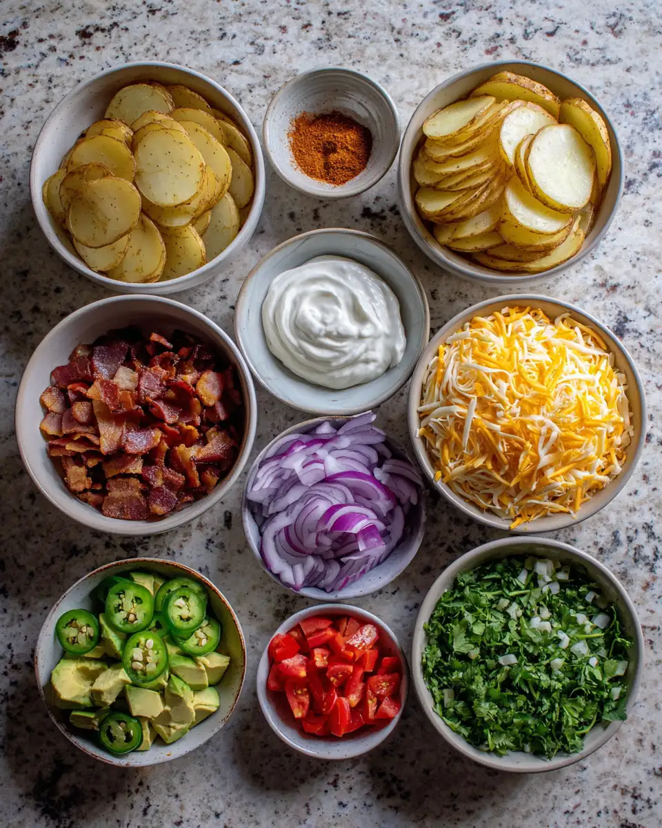 Ingredients for The Ultimate Loaded Potato Nachos Recipe That Will Blow Your Mind