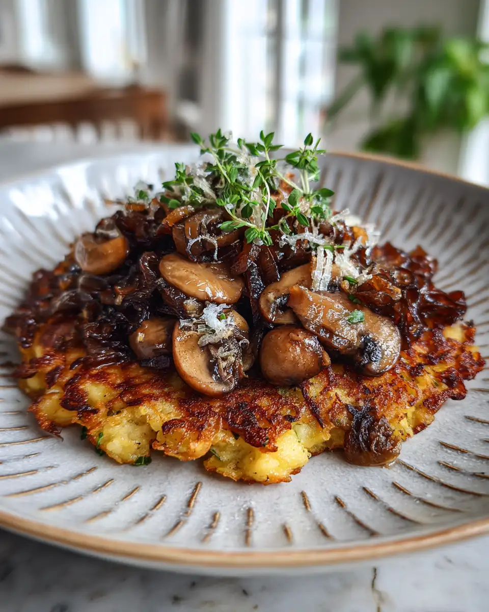 Crispy Rösti with Sweet Caramelized Onions and Savory Sautéed Mushrooms - Featured Image