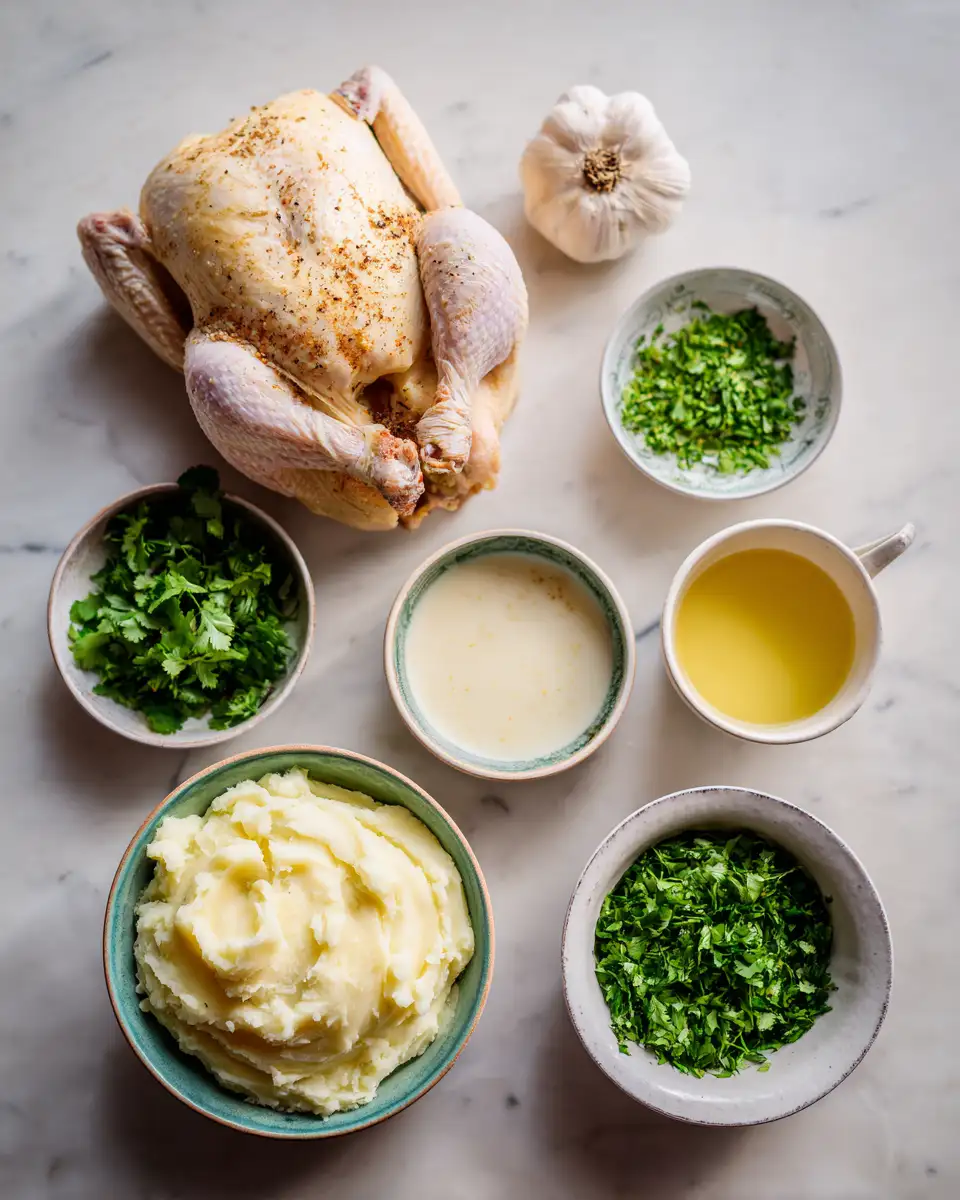 Cilantro Lime Roasted Chicken with Creamy Mashed Potatoes and Pan Gravy Recipe 4 Ingredients for Cilantro Lime Roasted Chicken with Creamy Mashed Potatoes and Pan Gravy Recipe