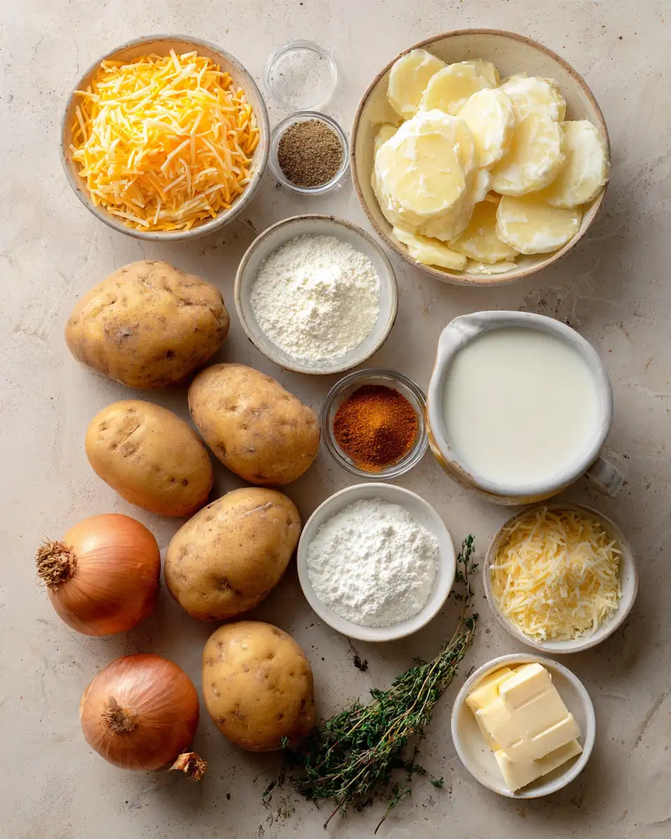 Ingredients for Irresistibly Creamy Baked Scalloped Potatoes That Melt in Your Mouth