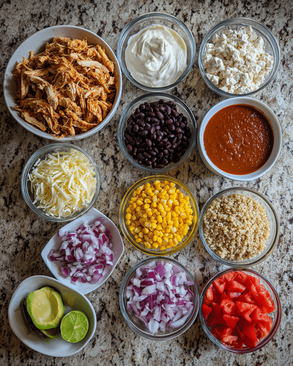 Ingredients for Creamy Enchilada Chicken Cottage Cheese Bowls That Will Delight Your Taste Buds