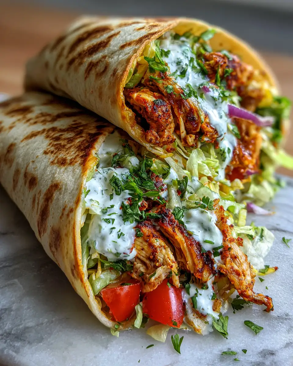 Final dish - Irresistible Creamy Spicy Chicken Shawarma Wrap Recipe You Need to Try