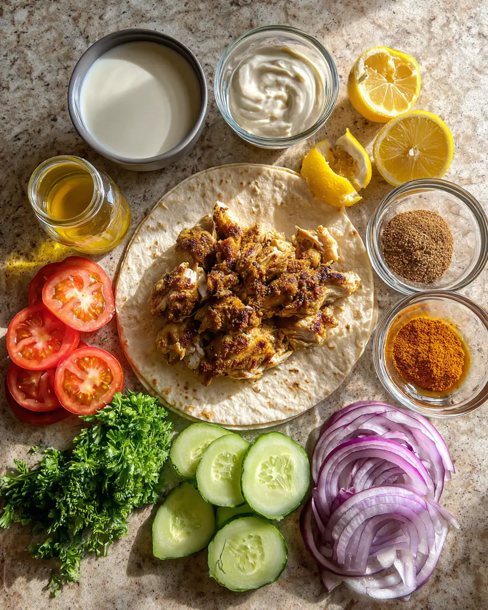 Ingredients for Irresistible Creamy Spicy Chicken Shawarma Wrap Recipe You Need to Try