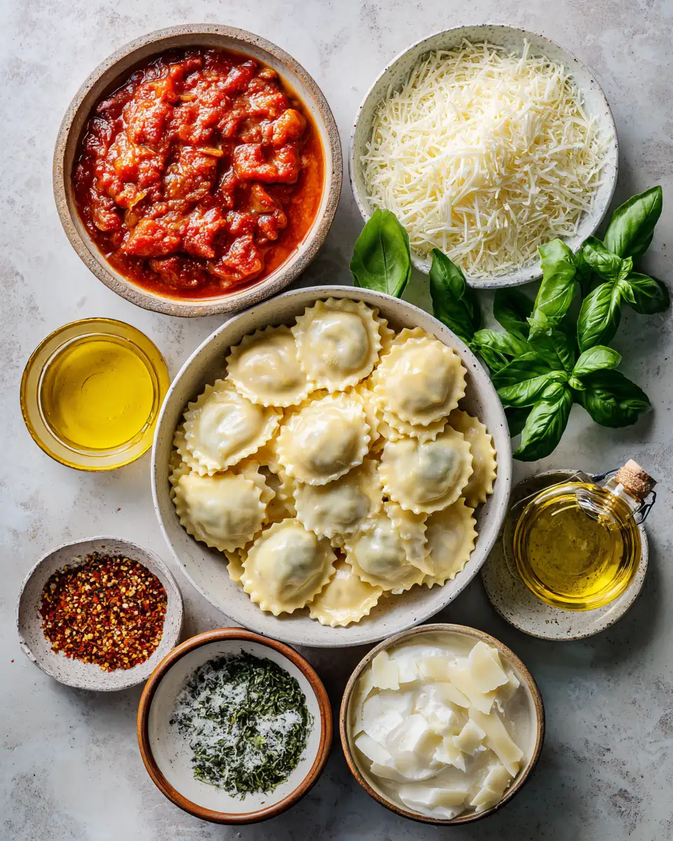Ingredients for Indulge in the Ultimate Creamy Tomato Parmesan Ravioli Delight