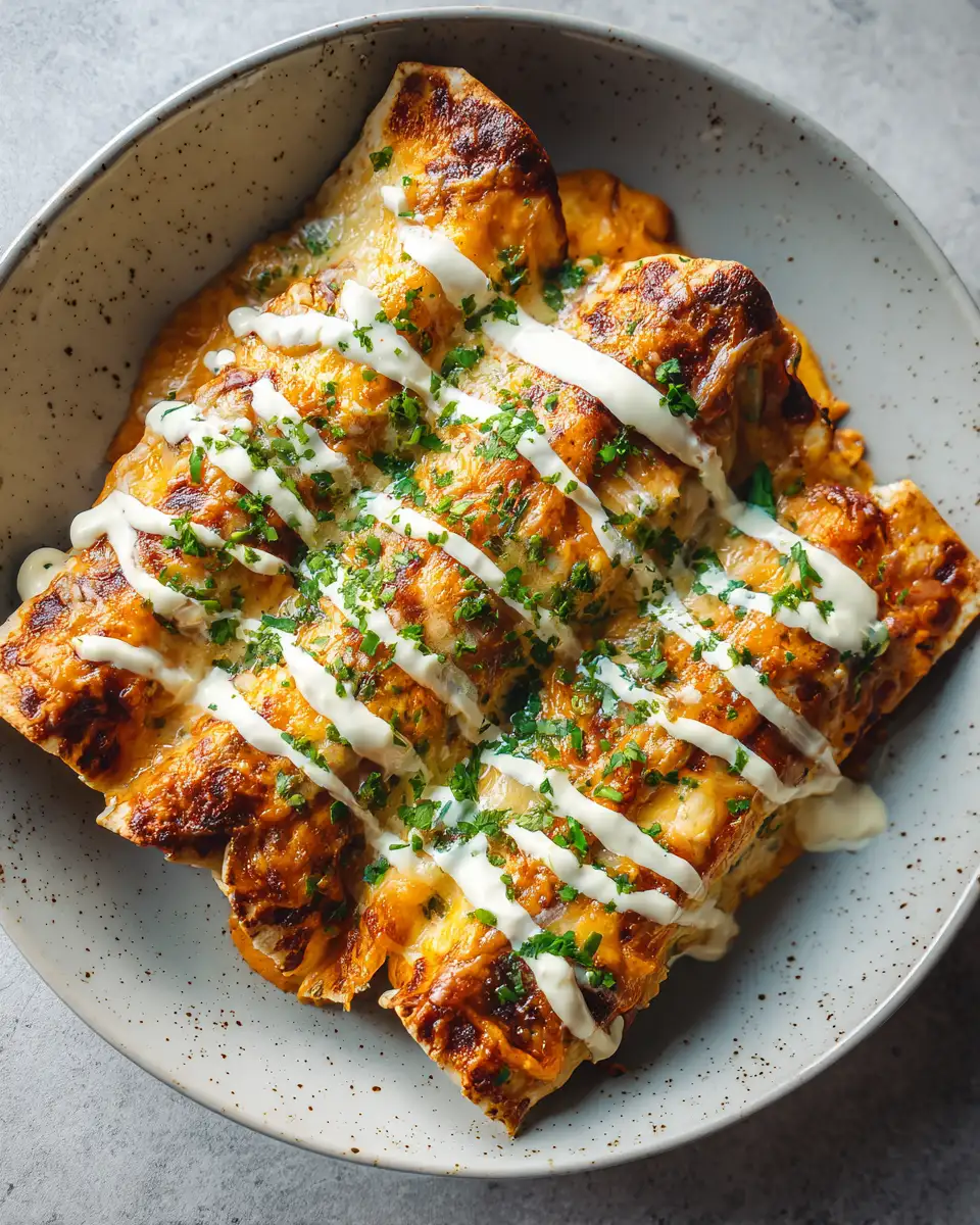 Final dish - Irresistible Chicken Enchiladas with Creamy Sour Cream White Sauce