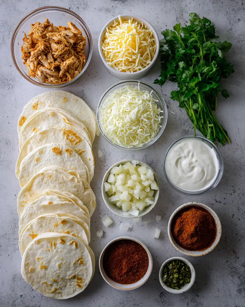 Ingredients for Irresistible Chicken Enchiladas with Creamy Sour Cream White Sauce