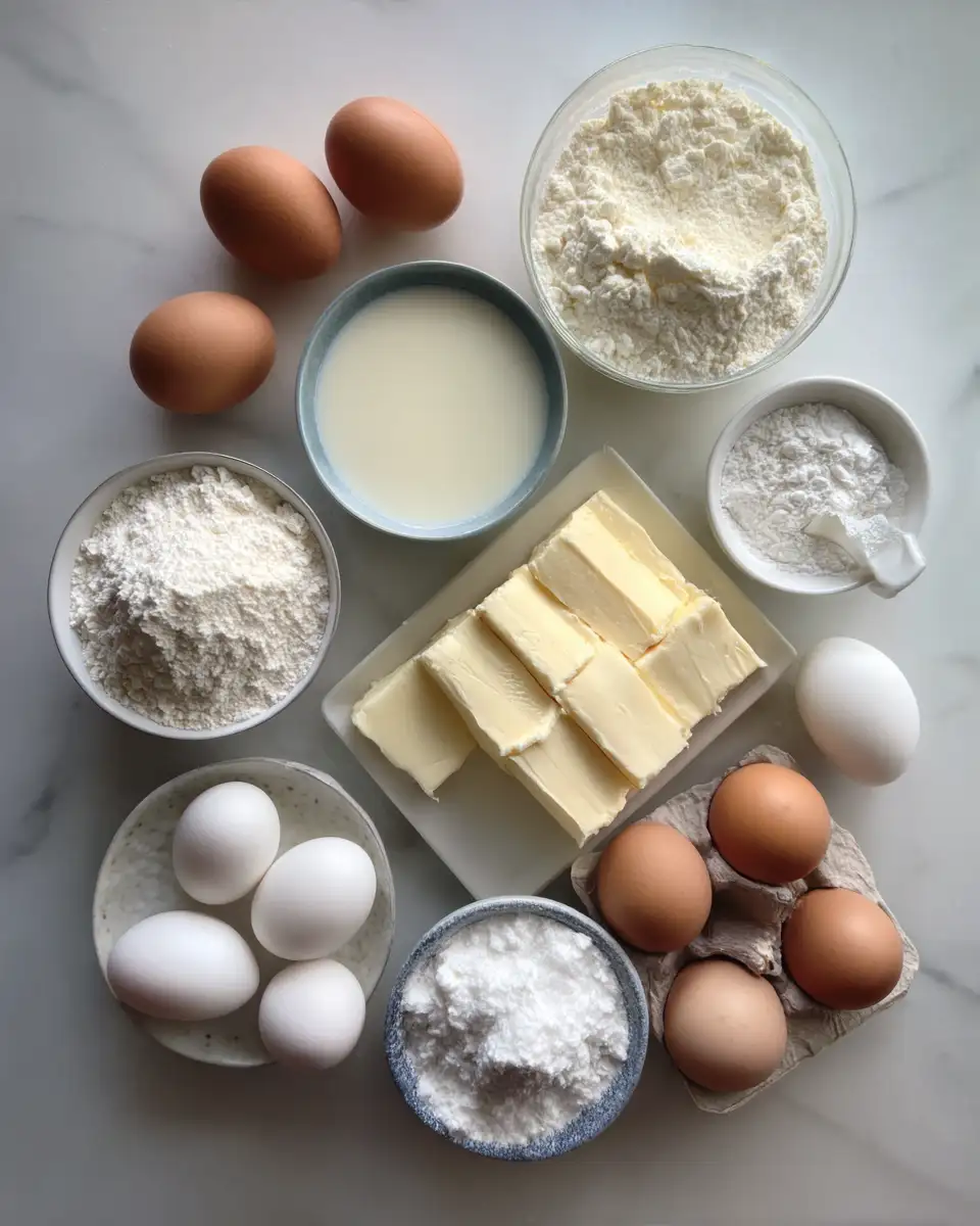 Ingredients for Irresistibly Fluffy Easy Homemade Cream Puffs Recipe