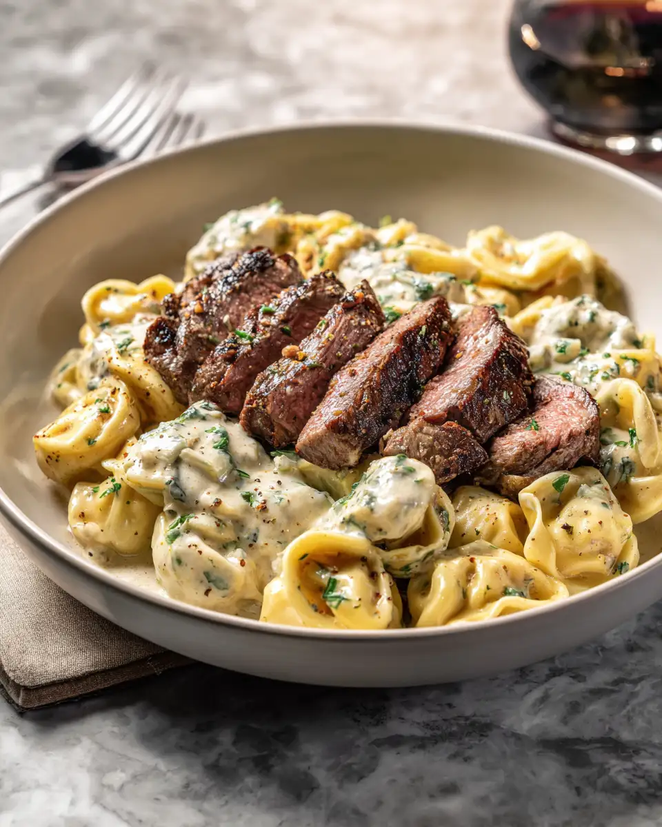 Indulge in Garlic Butter Steak and Creamy Alfredo Tortellini Bliss - Featured Image