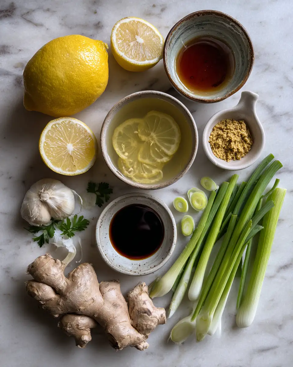 Ingredients for Healing Miso-Ginger Lemon Detox Broth for Ultimate Wellness Boost