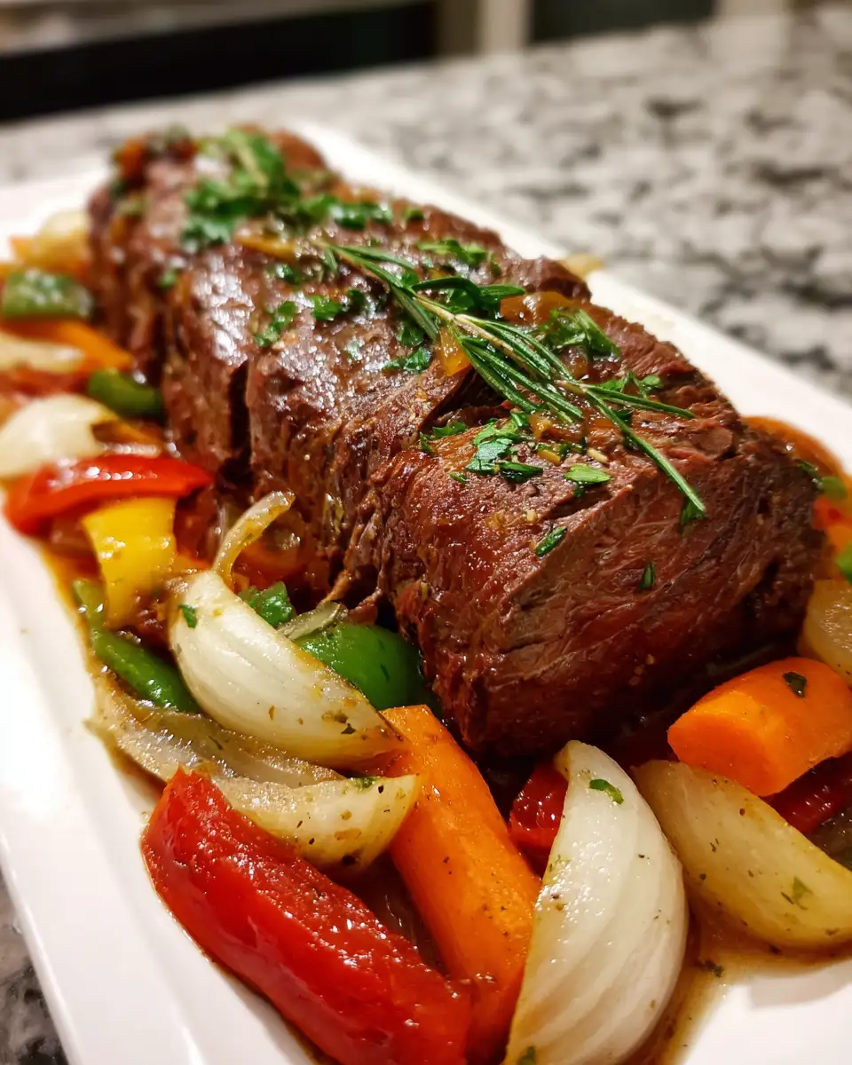 Final dish - Savor the Bold Flavors of Italian-Style Giardiniera Beef Roast