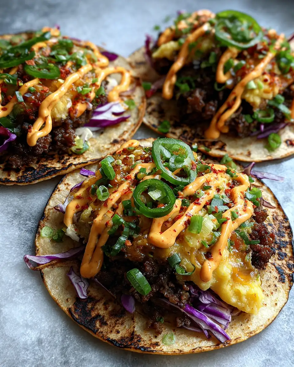 Final dish - Korean-Style Smash Burger Tacos with Gochujang Mayo That Will Blow Your Mind