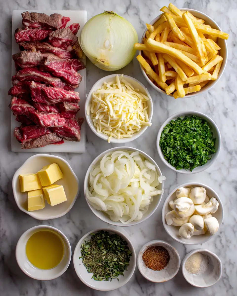 Ingredients for Ultimate Loaded Philly Cheesesteak Fries Recipe You Have to Try