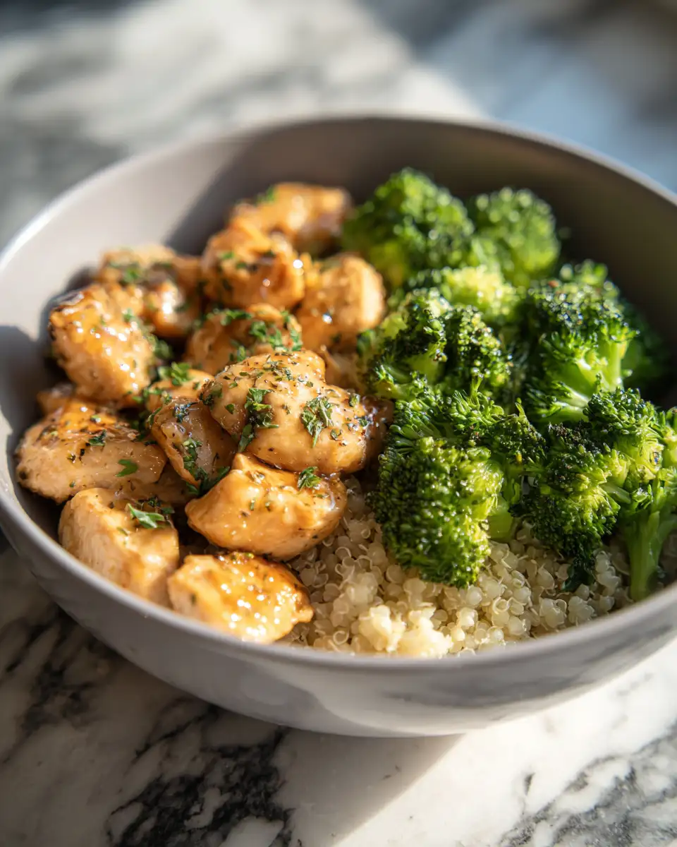 Final dish - Delicious Low Carb Chicken and Broccoli Meal Prep Bowl for Easy Healthy Eating