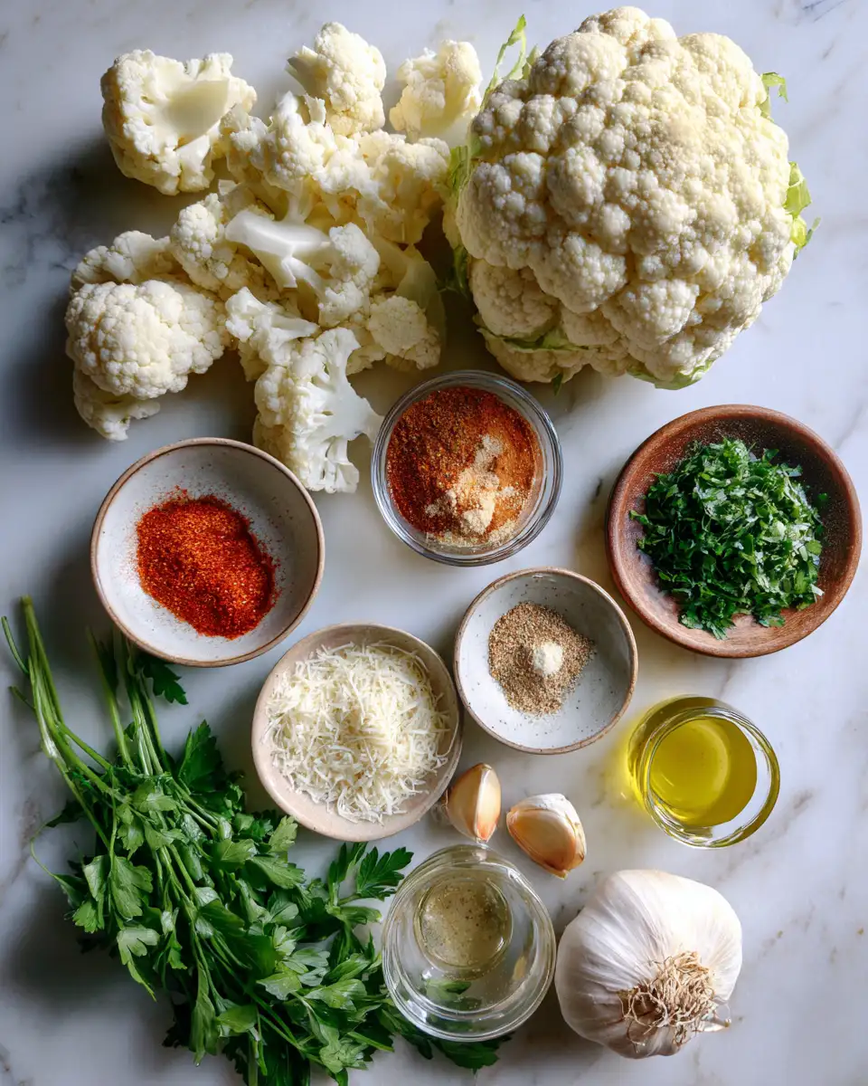Ingredients for Perfectly Crispy Roasted Cauliflower Recipe That Will Blow Your Mind