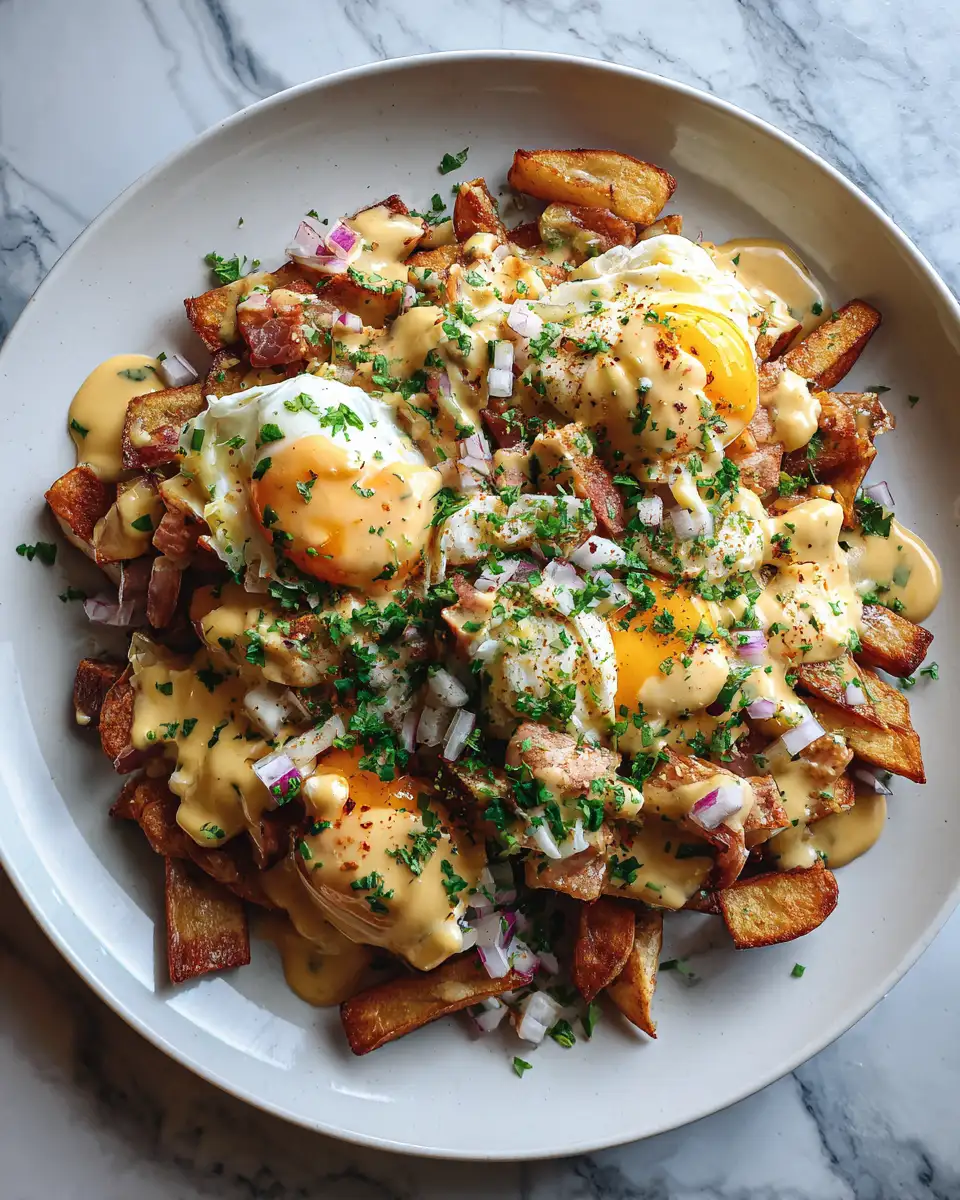 Final dish - Ultimate Breakfast Poutine with Creamy Hollandaise Sauce You Need to Try