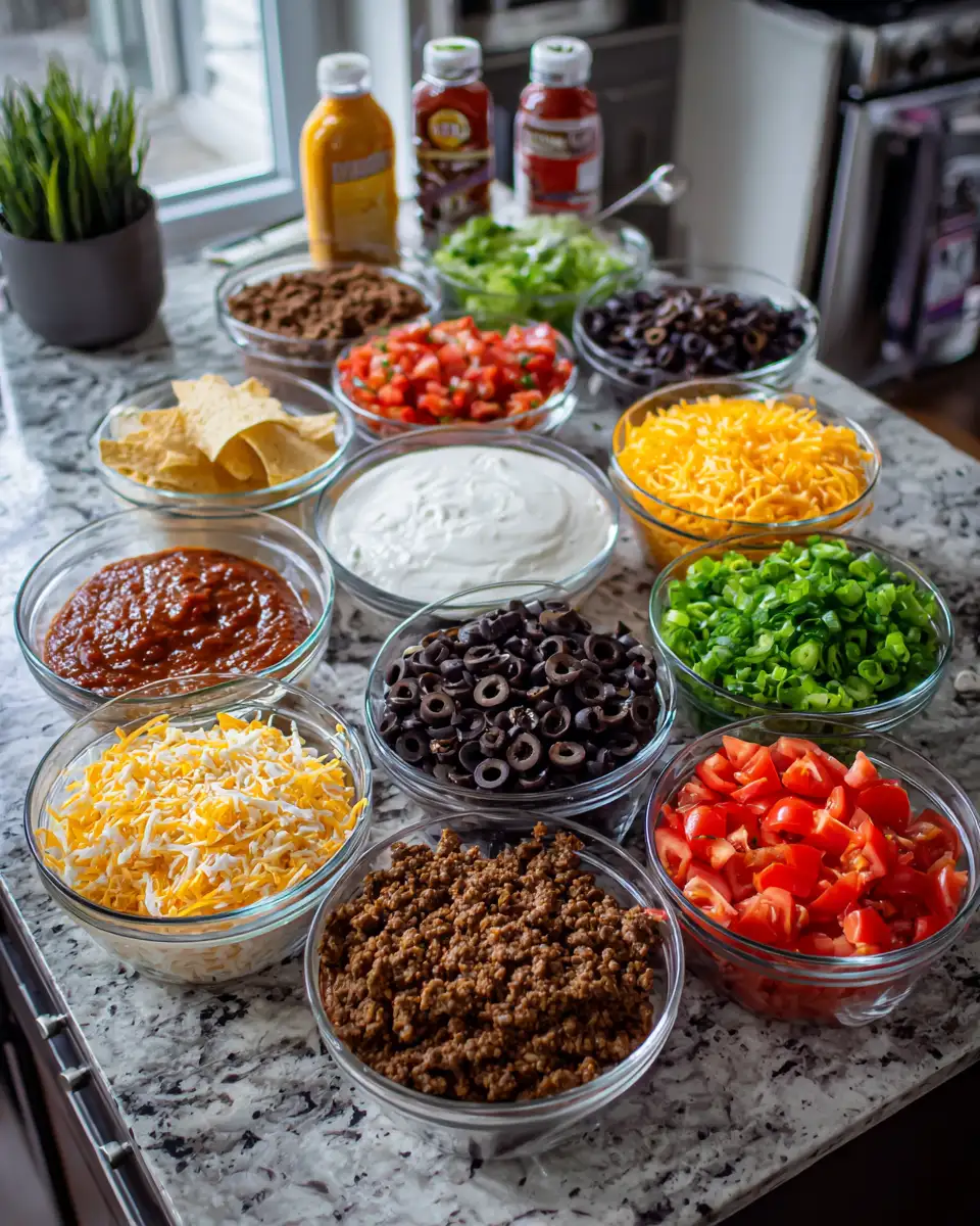 Ingredients for Walking Taco Lasagna The Ultimate Layered Fiesta Feast