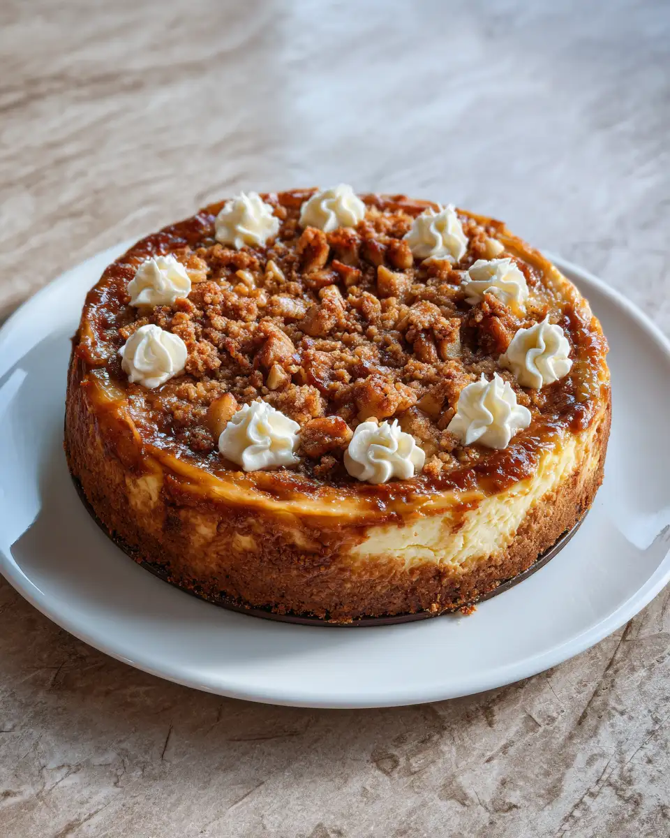 Final dish - Irresistible Apple Crumble Cheesecake Recipe You Need to Try