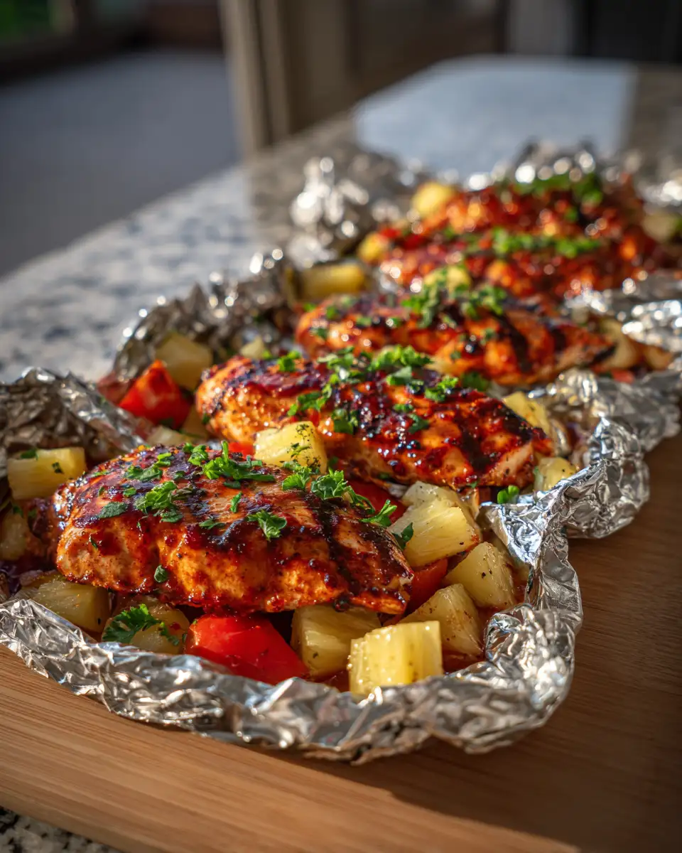 Grill Perfect BBQ Pineapple Chicken Foil Packets for Easy Flavorful Meals - Featured Image