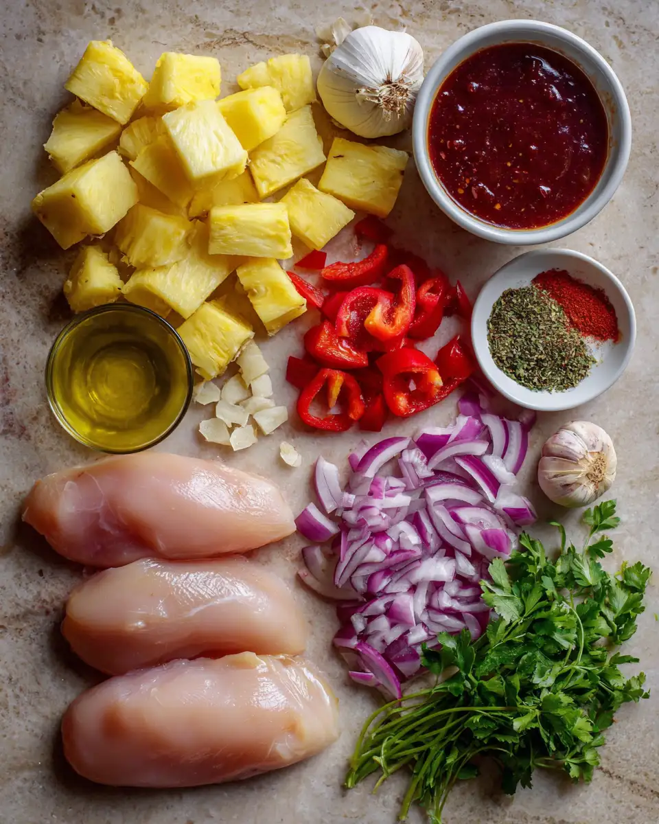 Ingredients for Grill Perfect BBQ Pineapple Chicken Foil Packets for Easy Flavorful Meals