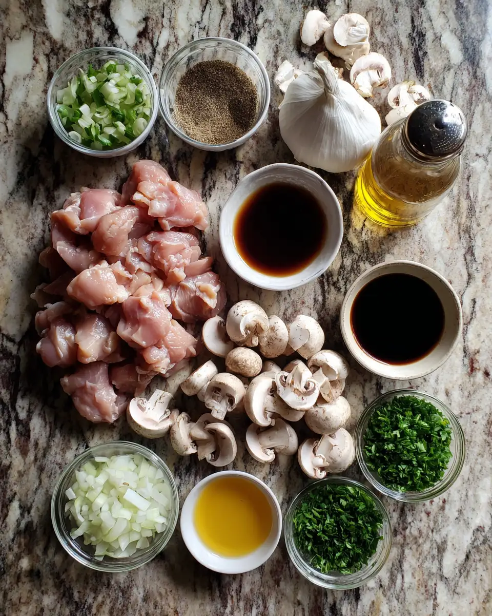 Ingredients for Savor the Bold Flavors of Black Pepper Chicken with Mushrooms