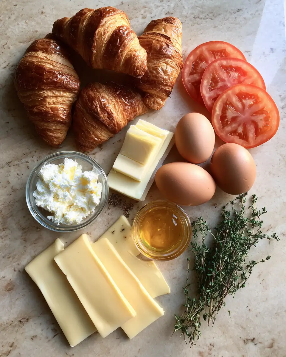 Ingredients for Irresistible Breakfast Croissant Melt with Honey Butter Bliss