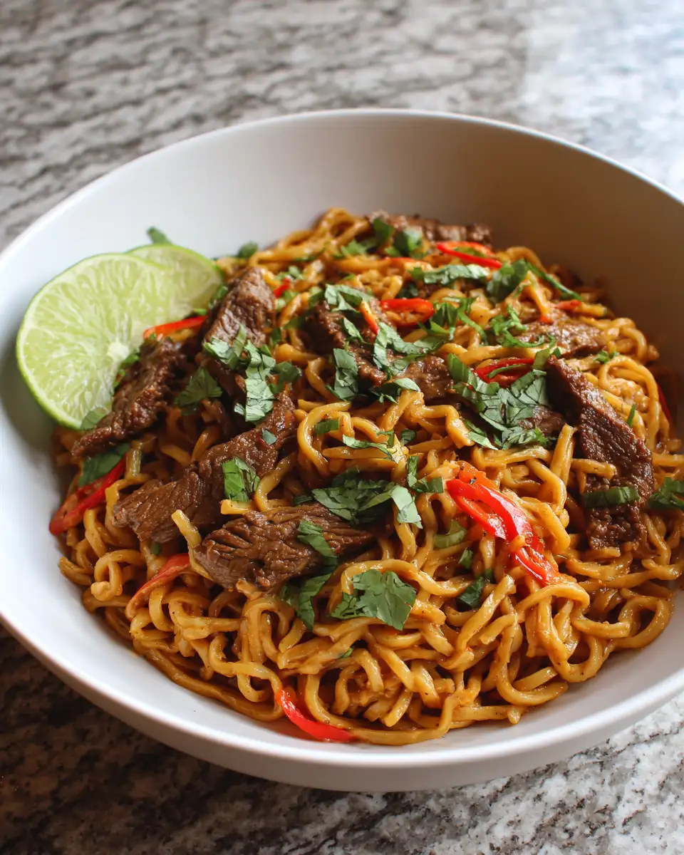Irresistible Caramelized Beef Peanut Noodles with Zesty Lime and Ginger Flair 6 Final dish - Irresistible Caramelized Beef Peanut Noodles with Zesty Lime and Ginger Flair