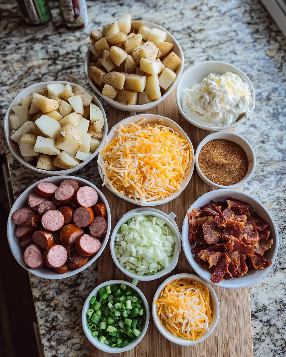 Ultimate Cheesy Ranch Potatoes with Smoked Sausage Recipe 4 Ingredients for Ultimate Cheesy Ranch Potatoes with Smoked Sausage Recipe