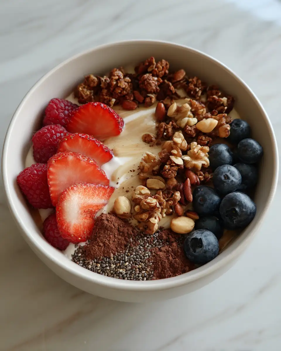Ingredients for Indulge in Bliss with a Decadent Chocolate Granola Yogurt Bowl
