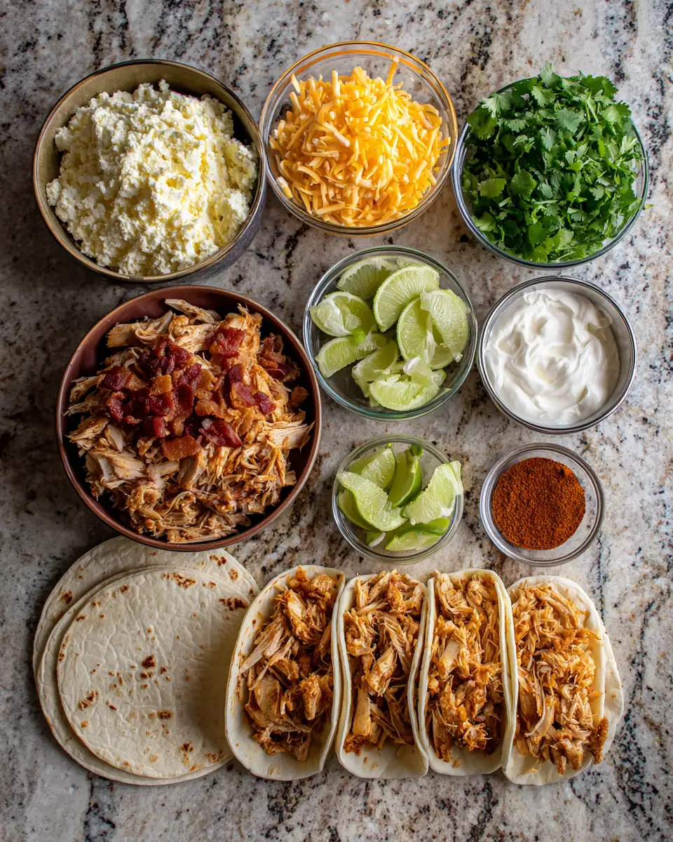 Ingredients for Irresistible Crack Chicken Tacos That Will Steal the Show