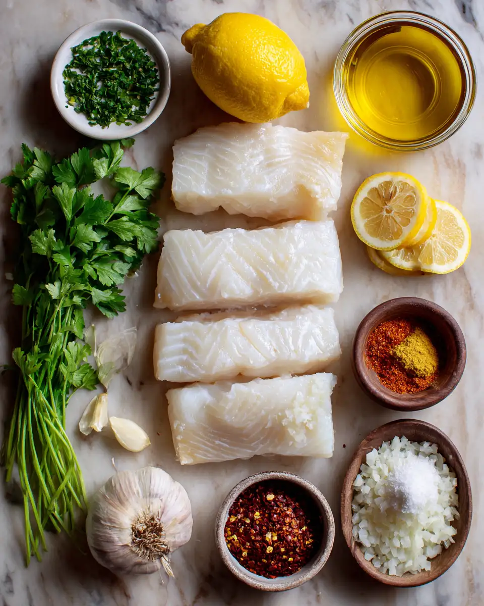 Ingredients for Creamy Coconut Lemon Baked Cod Recipe That Will Delight Your Taste Buds