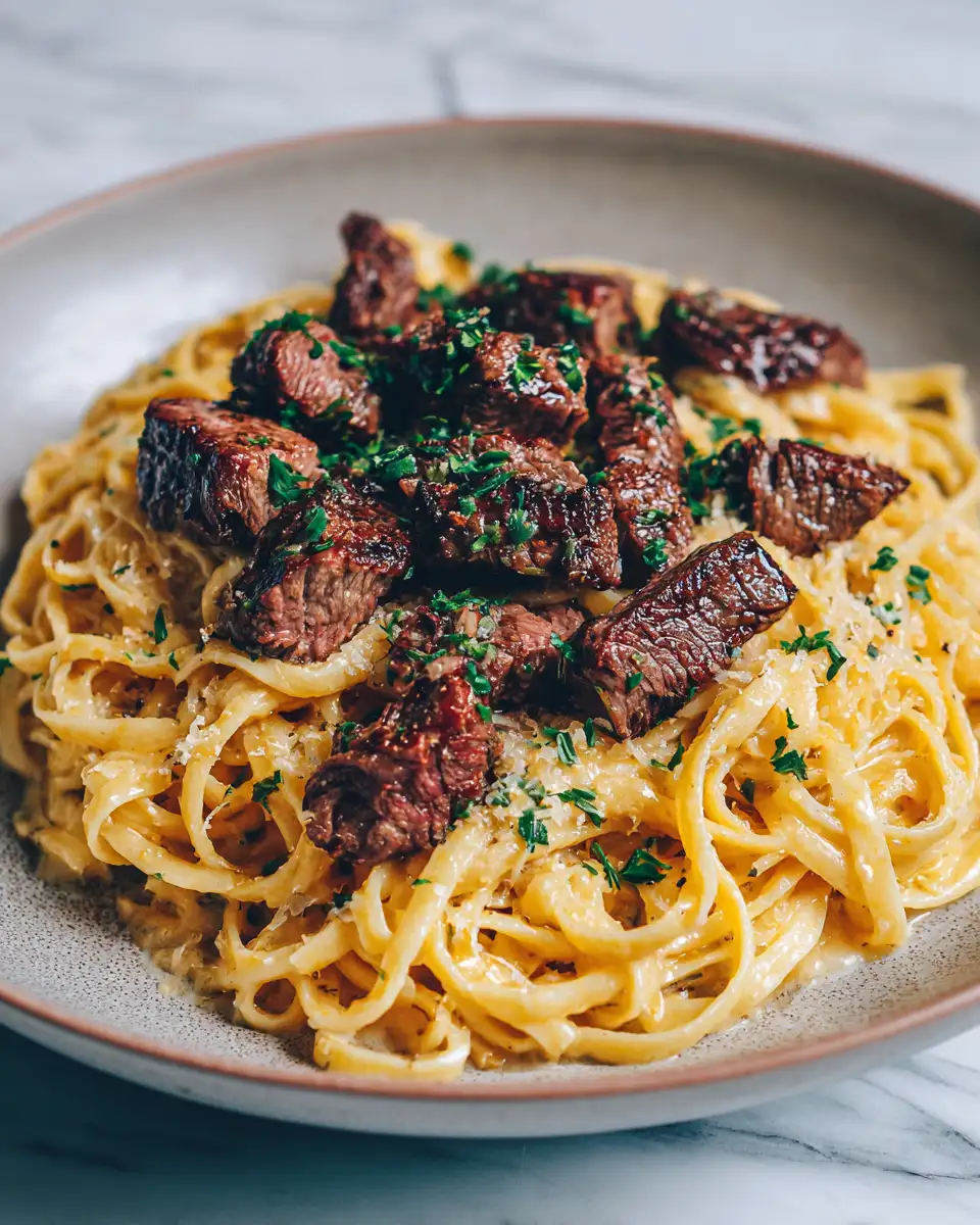 Final dish - Creamy Cowboy Butter Linguine with Steak Bites That Will Blow Your Mind
