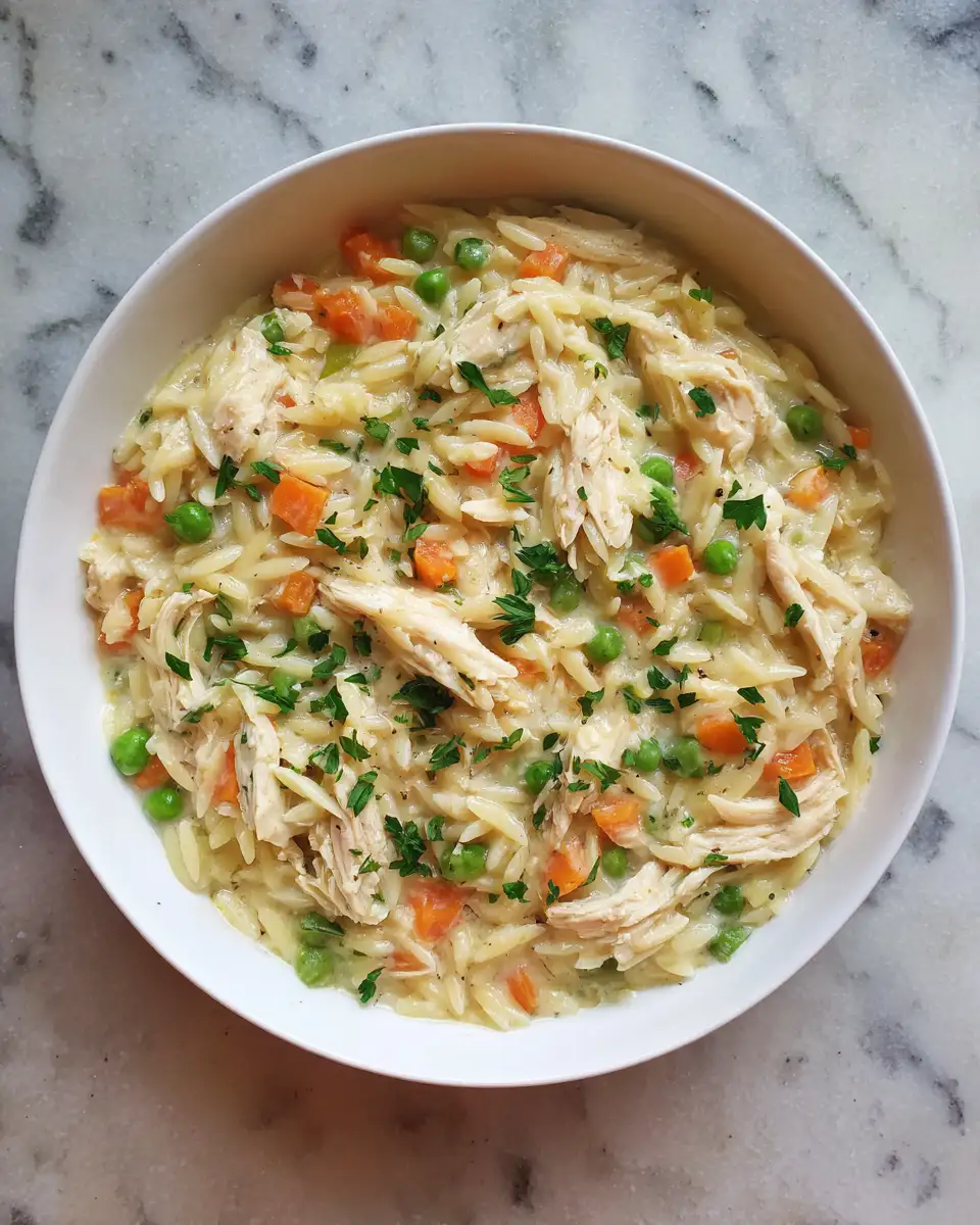 Ingredients for Deliciously Creamy Chicken Pot Pie Orzo Perfect Comfort Food Recipe
