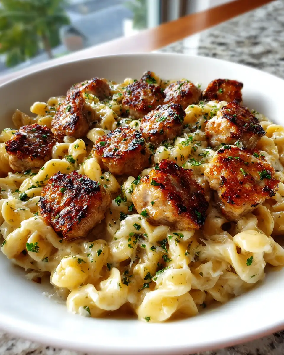 Garlic Butter Sausage Bites with Creamy Parmesan Pasta Recipe You Need to Try - Featured Image