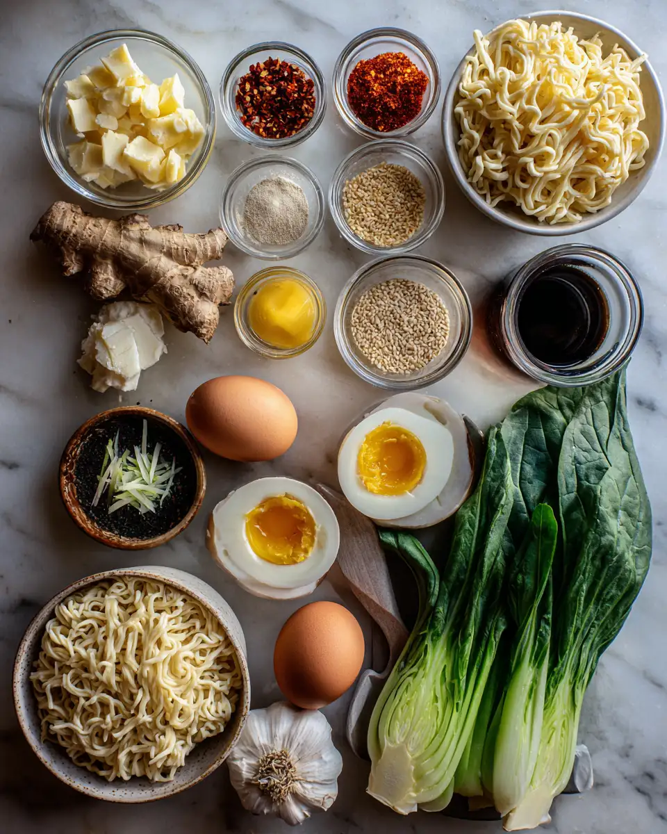 Ingredients for Ultimate Garlic Chili Butter Ramen Bowl Recipe You Need to Try