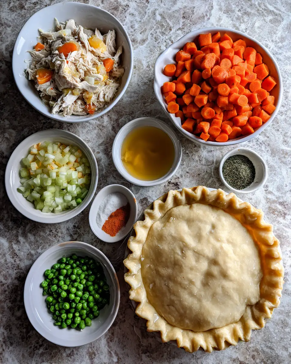 Ingredients for Irresistible Golden Chicken Pot Pie with a Buttery Crust You Have to Try