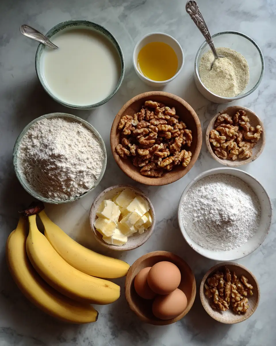 Ingredients for Heavenly Banana Walnut Cream Cake A Slice of Pure Bliss