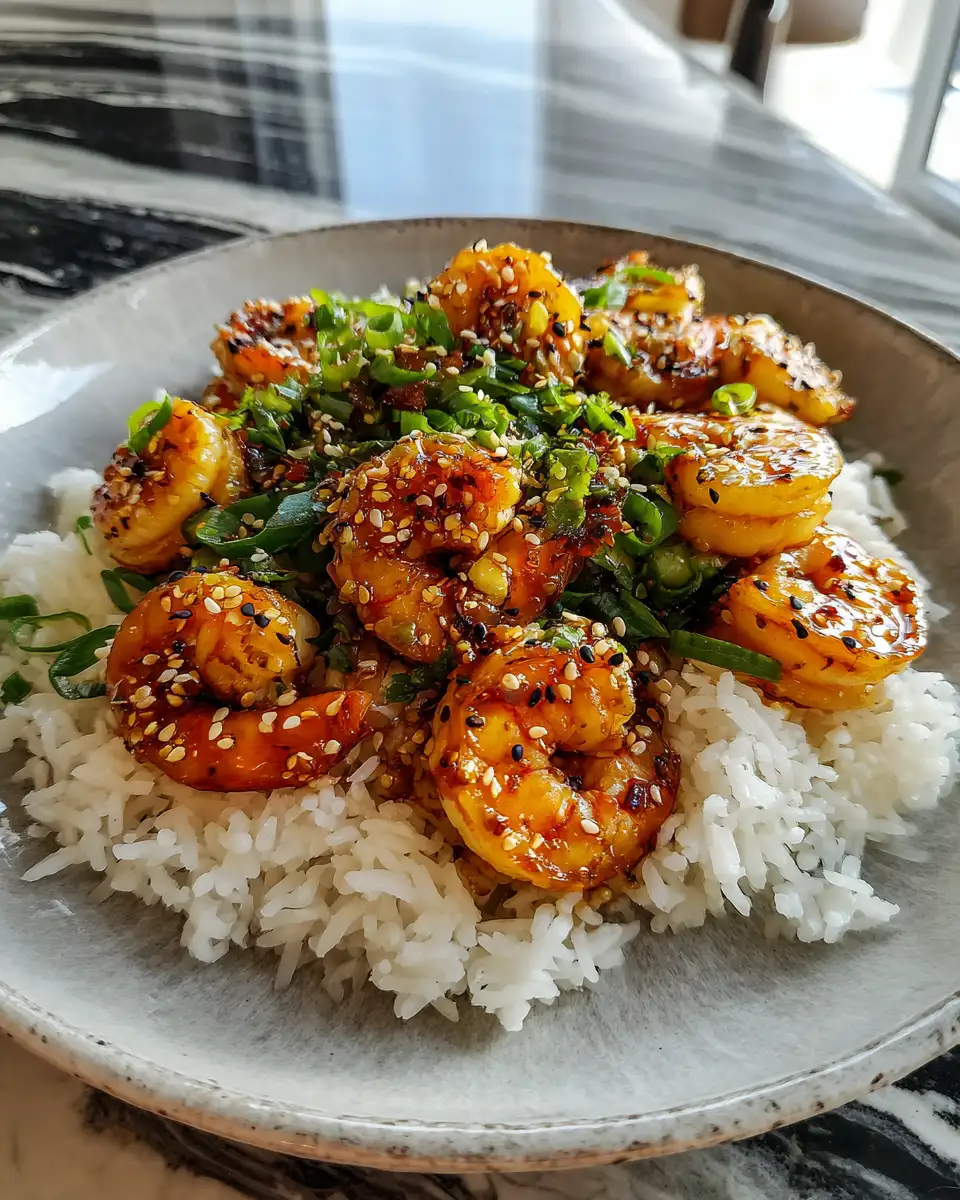 Final dish - Boost Your Energy with High-Protein Honey Garlic Shrimp Delight