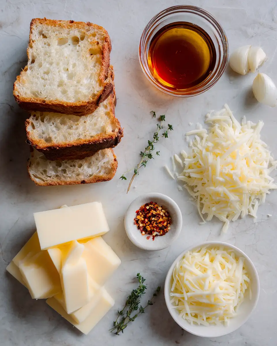 Ingredients for Melted Magic Hot Honey Grilled Cheese Recipe to Savor