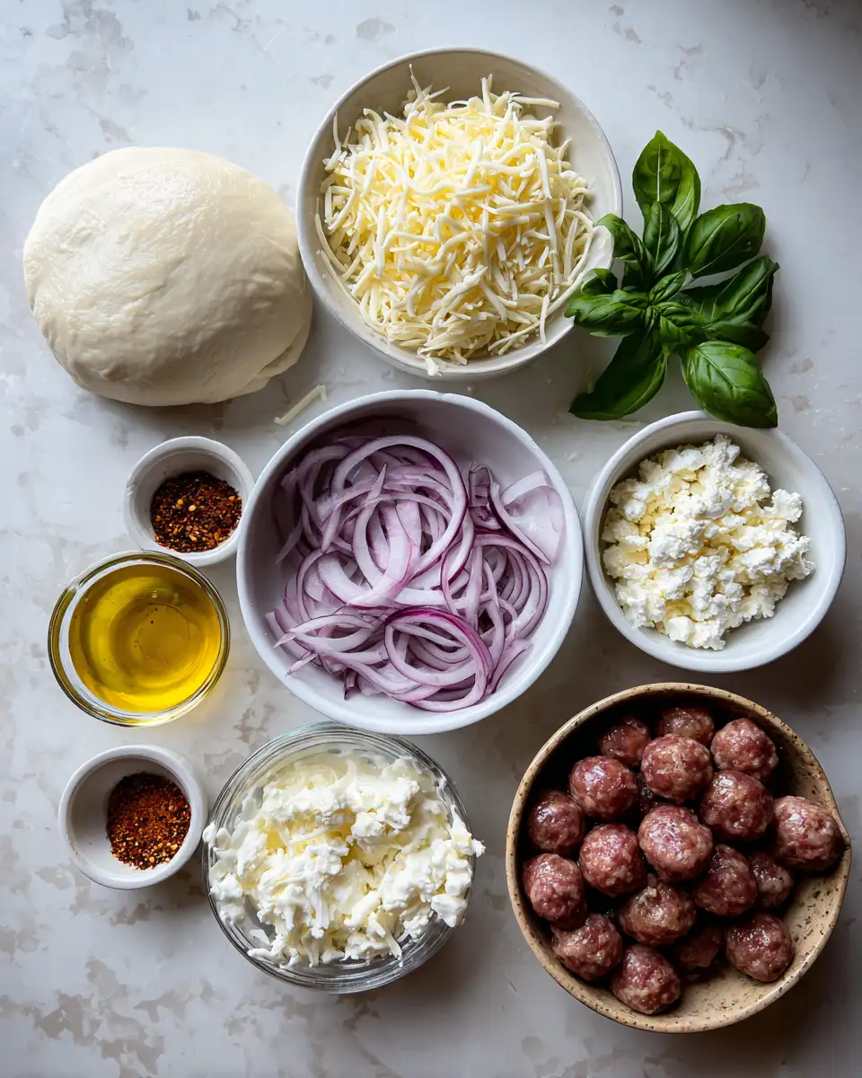 Ingredients for Irresistible Hot Sausage Feta and Honey Pizza That Will Blow Your Mind