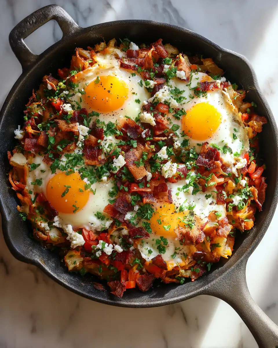 Final dish - Ultimate Loaded Brunch Potato Skillet Recipe for a Hearty Morning Feast