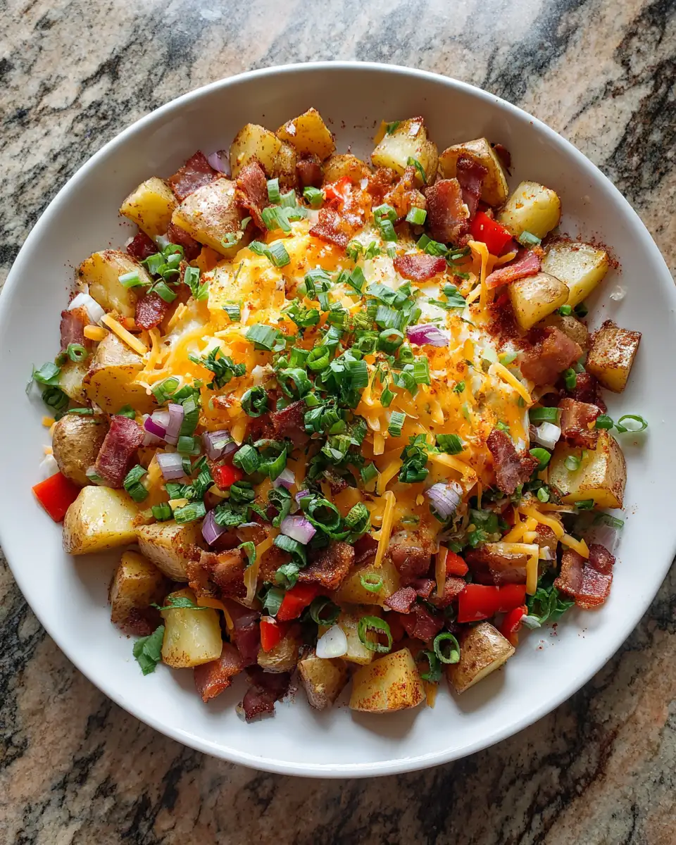 Ingredients for Ultimate Loaded Brunch Potato Skillet Recipe for a Hearty Morning Feast