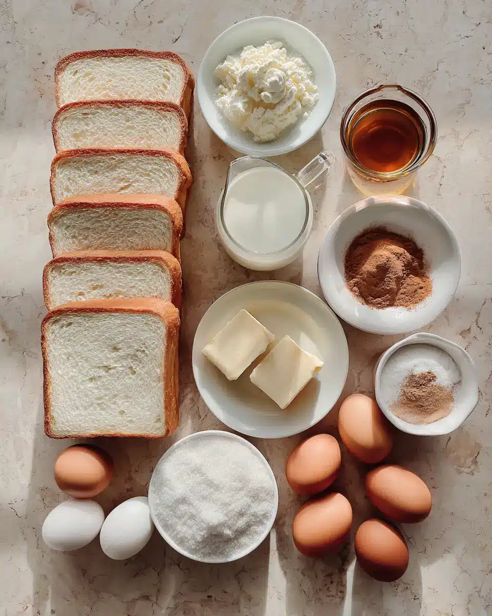 Ingredients for Make Easy Cinnamon French Toast Roll Ups for a Delicious Breakfast Treat