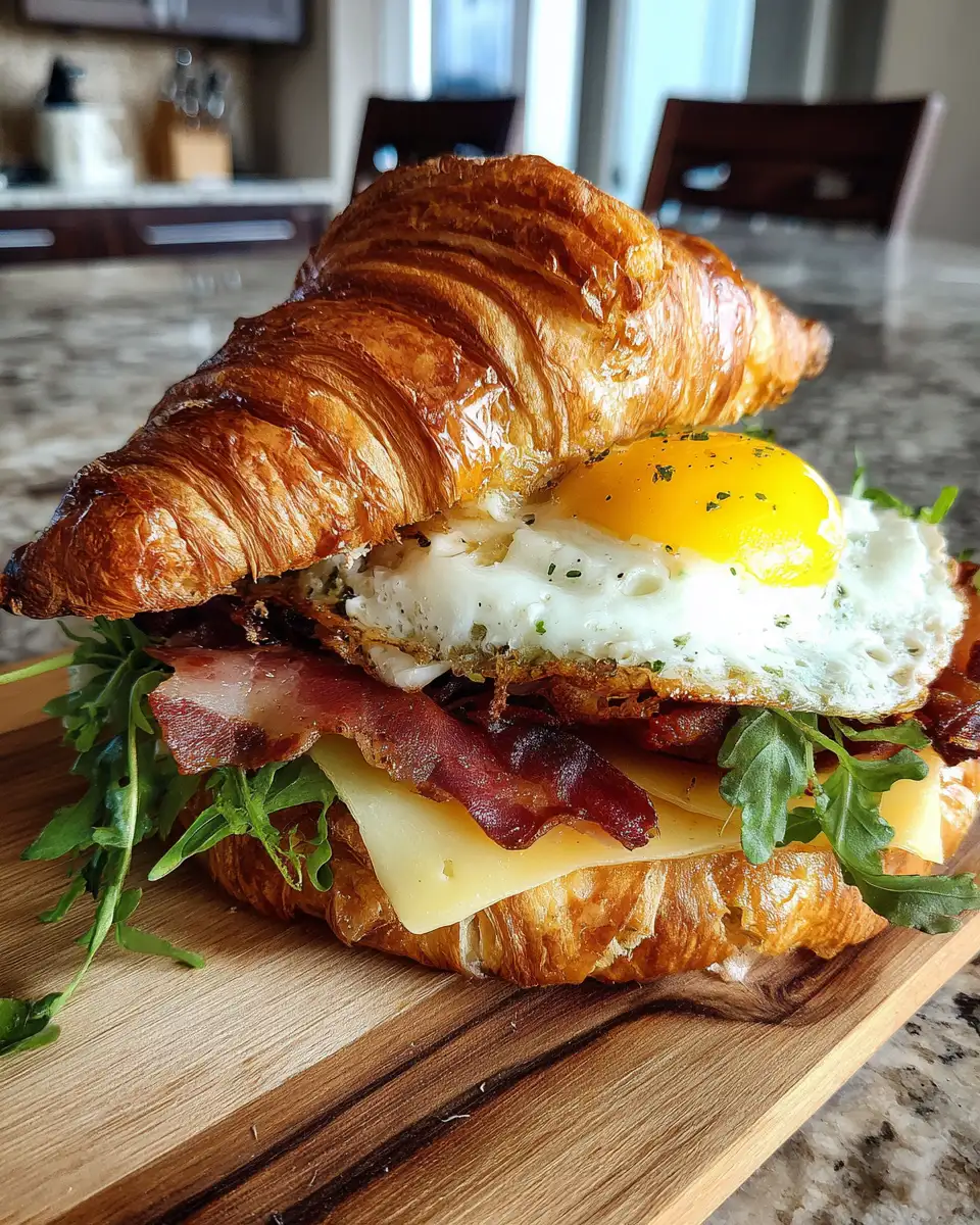 Final dish - Wake Up to Sweet and Savory Bliss with the Maple Mustard Croissant Breakfast Sandwich