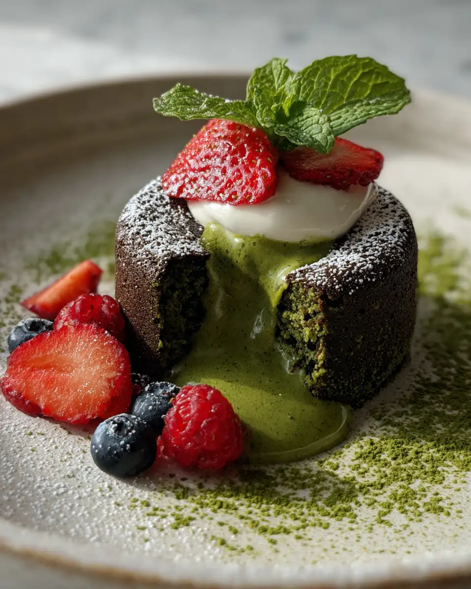 Final dish - Indulge in the Ultimate Matcha White Chocolate Lava Cake Experience