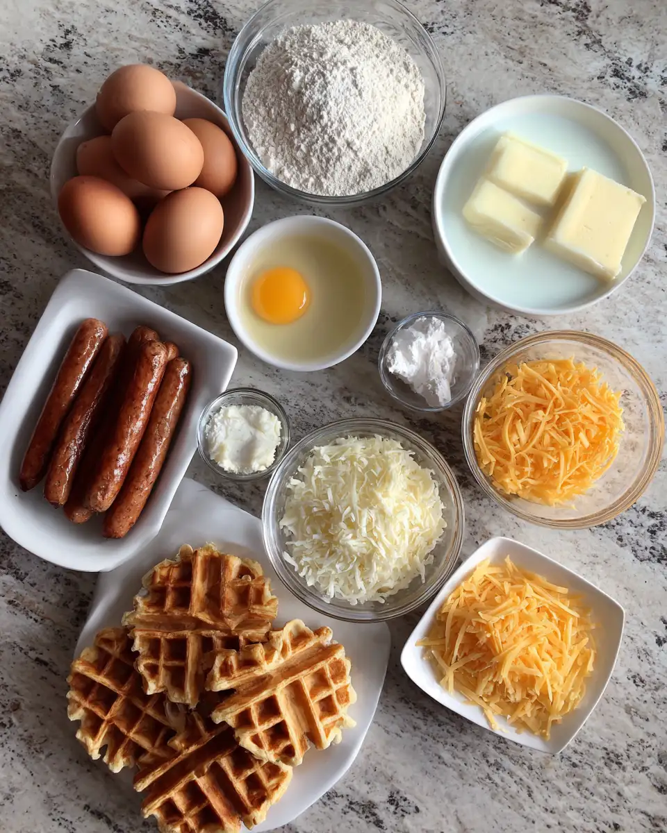 Ingredients for Mini Sausage and Egg Waffle Tacos The Ultimate Breakfast Game Changer